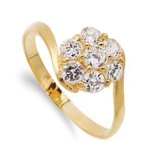 18K SORTIJA ORO AMARILLO CUAJO CON CIRCONITAS 9 MM CUERPO 2 MM