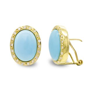 18K PENDIENTES ORO AMARILLO TURQUESA FINA 14X10 MM CIRCONITAS