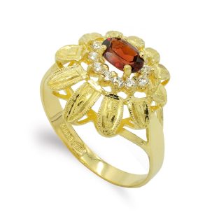 18K SORTIJA ORO AMARILLO PIEDRA Y CIRCONITAS