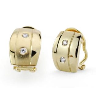 18K PENDIENTES ORO AMARILLO CIRCONITAS OMEGA 13X9 MM