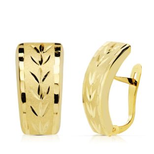 18K PENDIENTES LAPIDADOS 19X10 MM