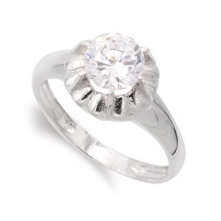 18K SORTIJA ORO BLANCO CON CIRCONITA Y GARRAS