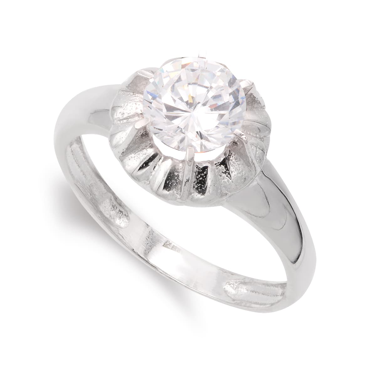 18K SORTIJA ORO BLANCO CON CIRCONITA Y GARRAS