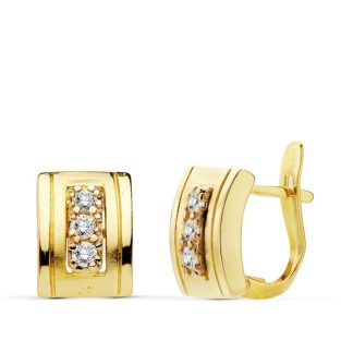 18K PENDIENTES ORO AMARILLO CON CIRCONITAS 11X9 MM