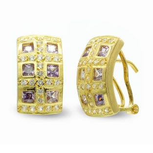 18K PENDIENTES ORO AMARILLO CUADROS CON CIRCONITAS