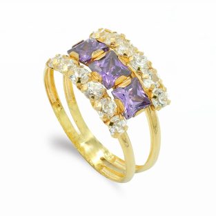 18K SORTIJA ORO AMARILLO CUADRA CON CIRCONITA