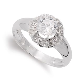 18K SORTIJA ORO BLANCO CON CIRCONITA Y GARRAS