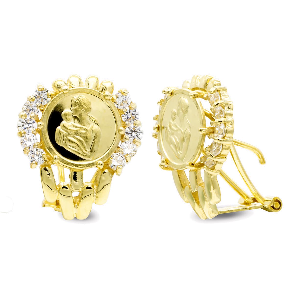 18K PENDIENTES ORO AMARILLO MADRE. 18X15 MM