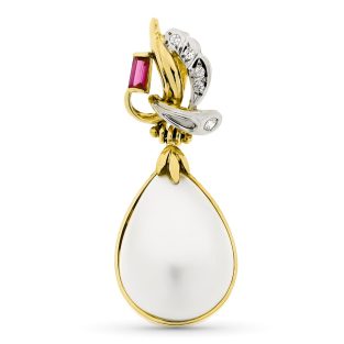 18K COLGANTE ORO BICOLOR JAPONESA 36X14 MM