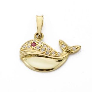 18K COLGANTE BALLENA CIRCONITAS 13X19 MM