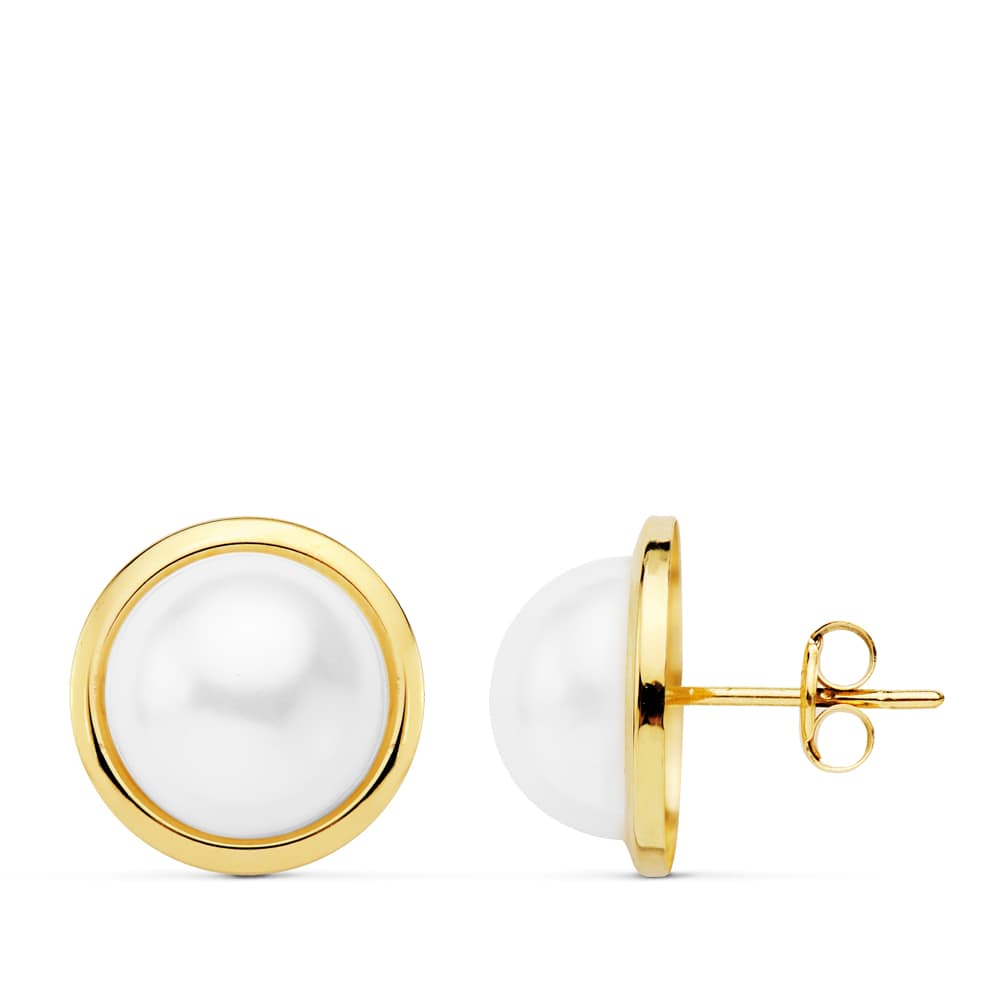 9K PENDIENTES MEDIA PERLA SINTETICA 16 MM CERCO