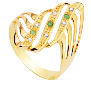 18K SORTIJA ORO AMARILLO LANZADERA CON CIRCONITAS ANCHO 24 MM