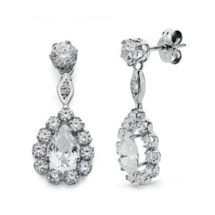 18K PENDIENTES LARGOS ORO BLANCO PRESION