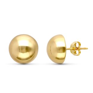 9K PENDIENTES ORO AMARILLO MEDIA BOLA LISA 10 MM PRESION