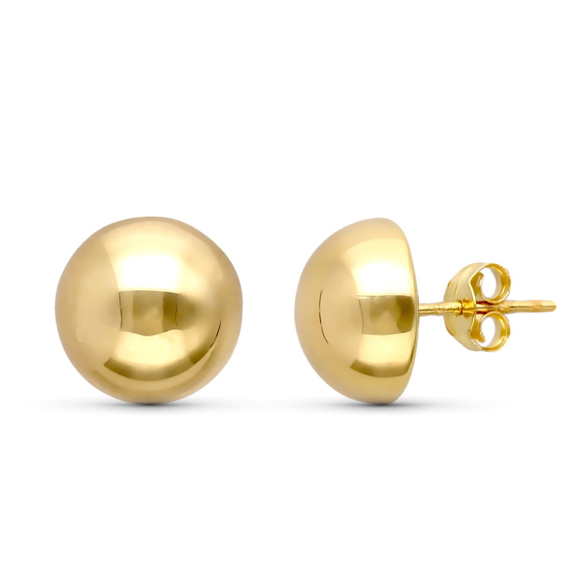 9K PENDIENTES ORO AMARILLO MEDIA BOLA LISA 10 MM PRESION