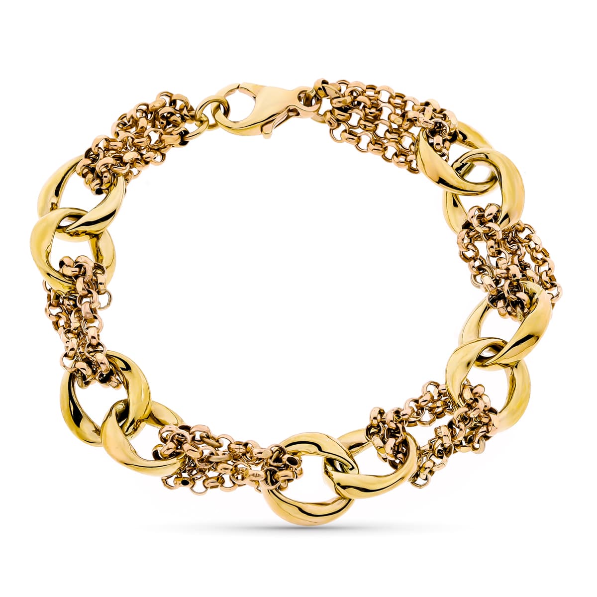 9K PULSERA HUECA TRICOLOR 18 CM