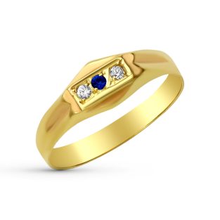 9K TRESILLO BEBE CIRCONITAS Y PIEDRA AZUL