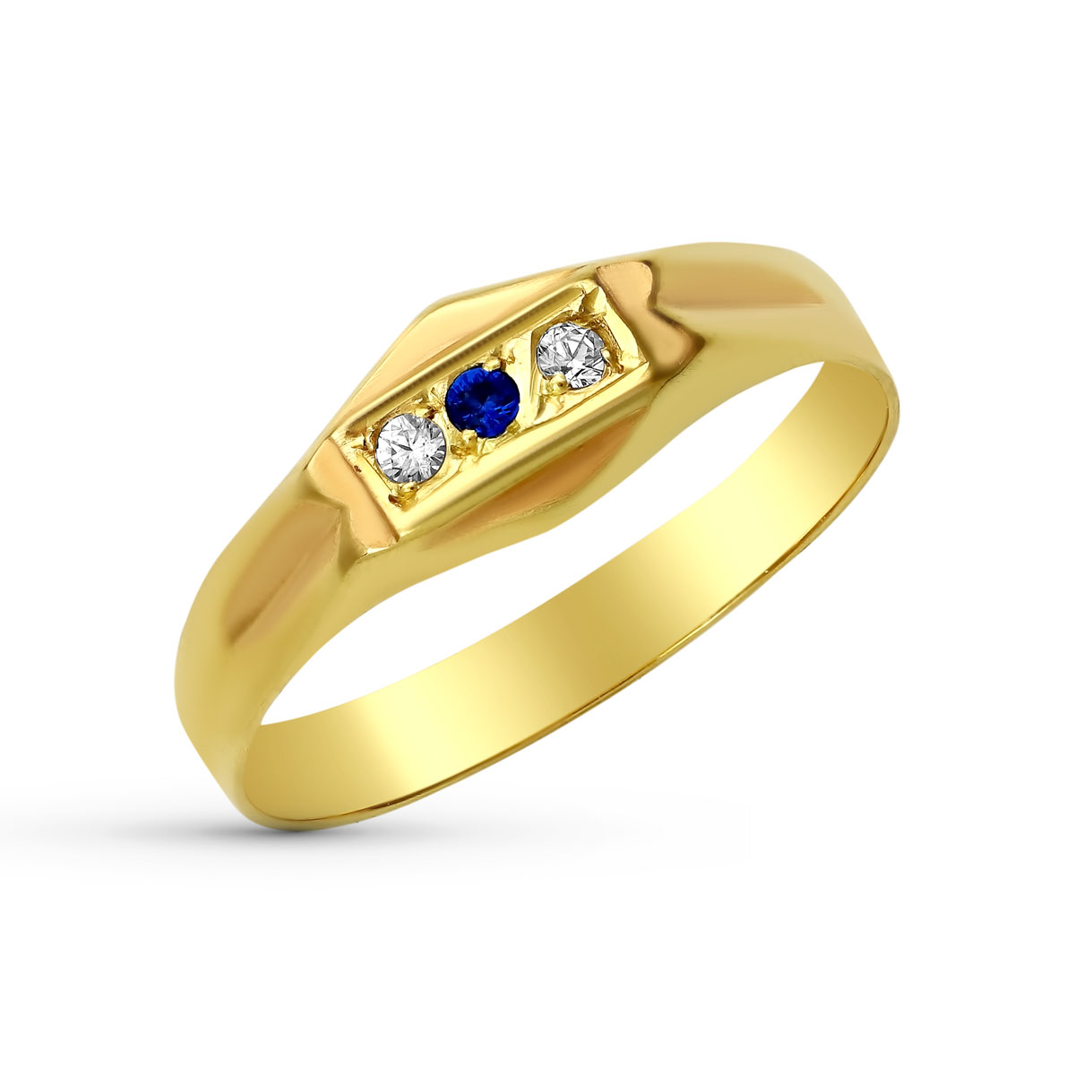 9K TRESILLO BEBE CIRCONITAS Y PIEDRA AZUL