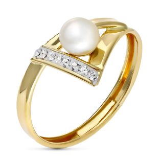 9K SORTIJA ORO AMARILLO COMUNION PERLA 5 MM ANCHO 8 MM