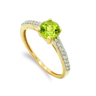 9K SOLITARIO BICOLOR OLIVINA 6 MM