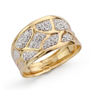 9K SORTIJA ORO AMARILLO CON CIRCONITAS ANCHO CUERPO 11 MM