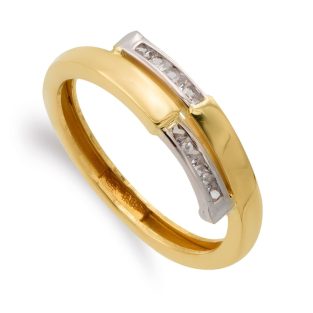 9K SORTIJA ORO BICOLOR BANDAS CON CIRCONITAS CARRIL.