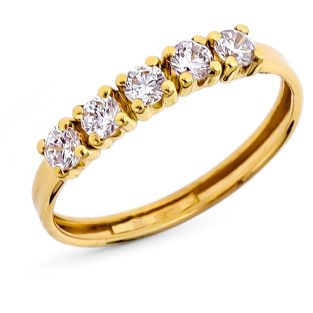 9K SORTIJA ORO AMARILLO QUINTILLO CON CIRCONITAS ANCHO CUERPO 3 MM