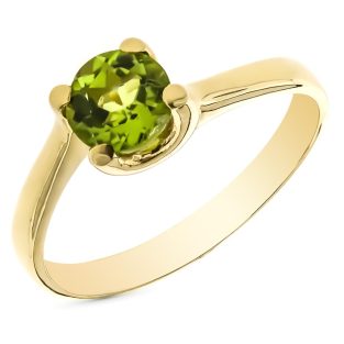 9K SORTIJA ORO AMARILLO OLIVINA NATURAL 6 MM 0.93 QTS.