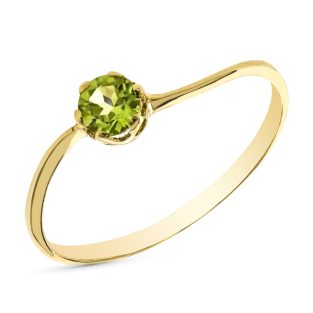 9K SOLITARIO ORO AMARILLO OLIVINA NATURAL 4 MM 0.290 QTS