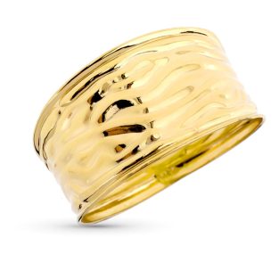 9K SORTIJA ORO AMARILLO ANCHA DETALLES RELIEVE EN BRILLO ANCHO 11 MM