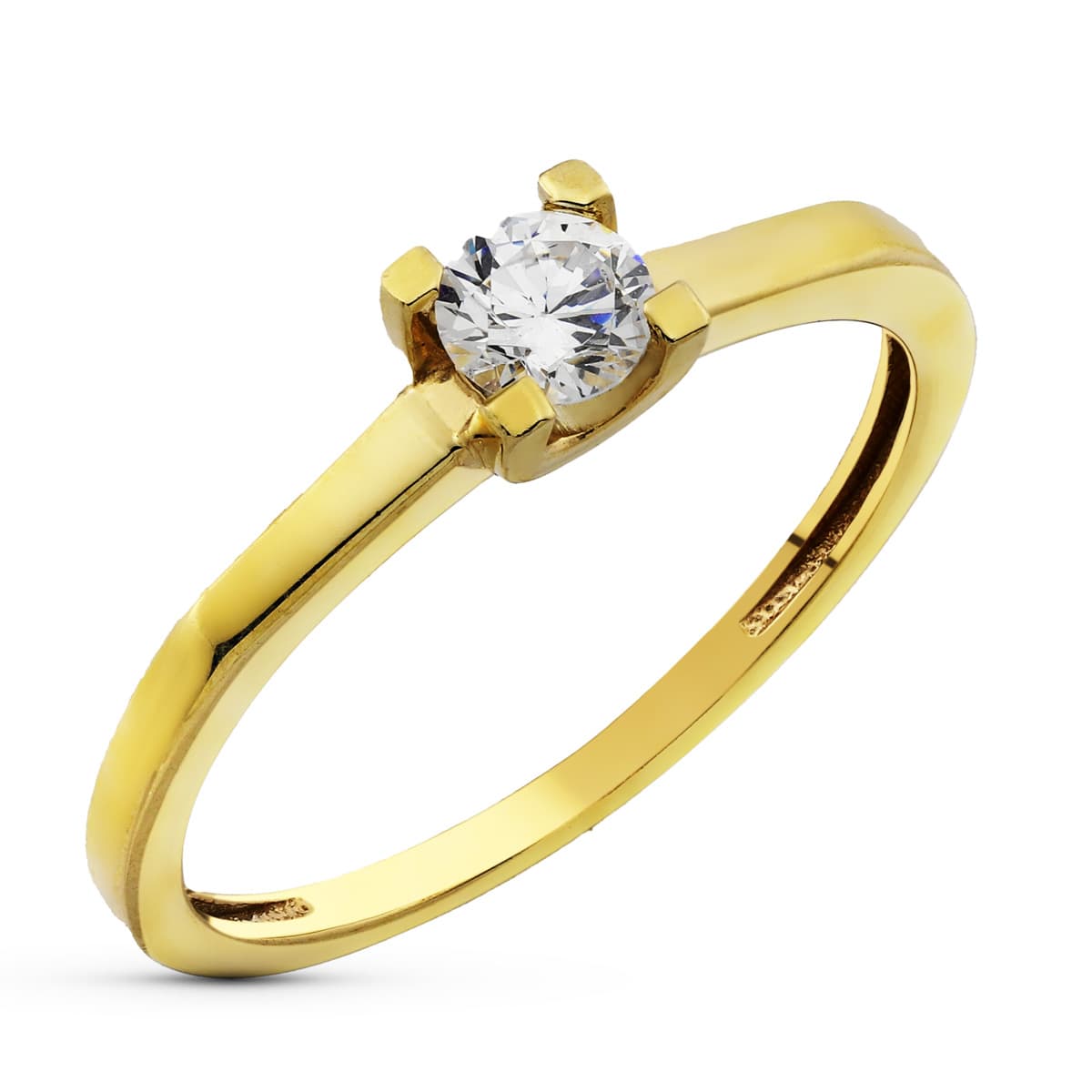 9K SOLITARIO ORO AMARILLO CIRCONITA 4 MM