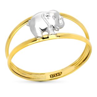 9K SORTIJA ORO BICOLOR ELEFANTE MINIMAL ANCHO TOTAL 7.50 MM