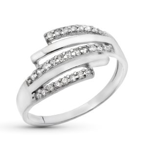 18K SORTIJA ORO BLANCO BANDAS CARRIL CIRCONITAS ANCHO TOTAL 11 MM