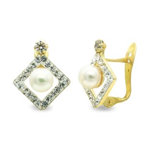 9K PENDIENTES PERLA 4.5MM Y CIRCONITAS CATALAN