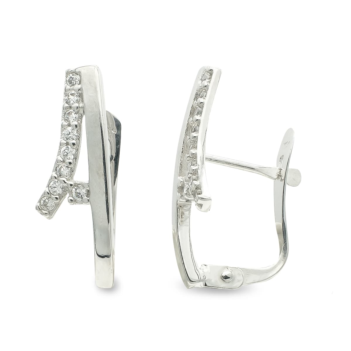 9K PENDIENTES CIRCONITAS ORO BLANCO CATALAN 17X6 MM