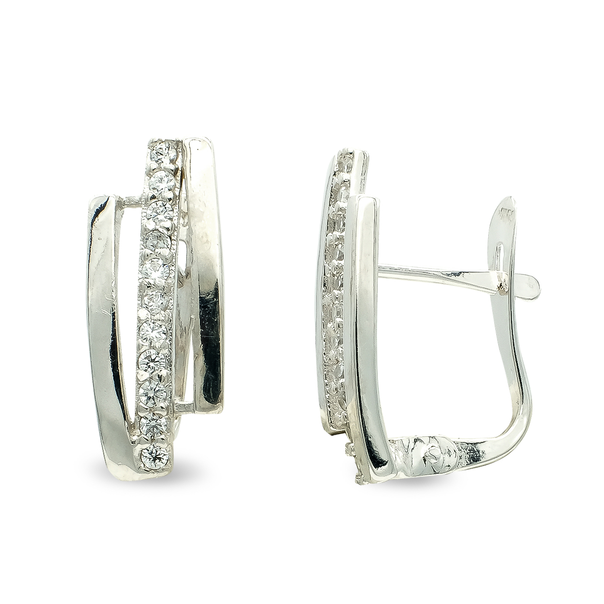 9K PENDIENTES CIRCONITAS ORO BLANCO CATALAN 15X6 MM