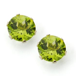 9K PENDIENTES ORO AMARILLO GARRA INGLESA OLIVINA NATURAL 7 MM 2.88 QTS
