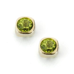 9K PENDIENTES ORO AMARILLO OLIVINAS 4X4 MM 0.58 QTS.