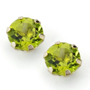 9K PENDIENTE ORO AMARILLO OLIVINA NATURAL GARRA CALADA 8 MM 3.90 QTS