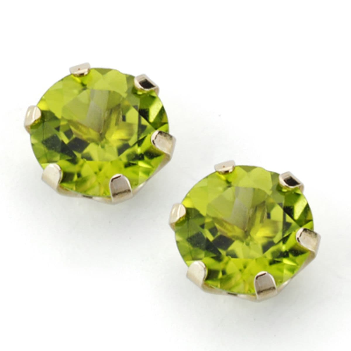 9K PENDIENTE ORO AMARILLO OLIVINA NATURAL GARRA CALADA 8 MM 3.90 QTS