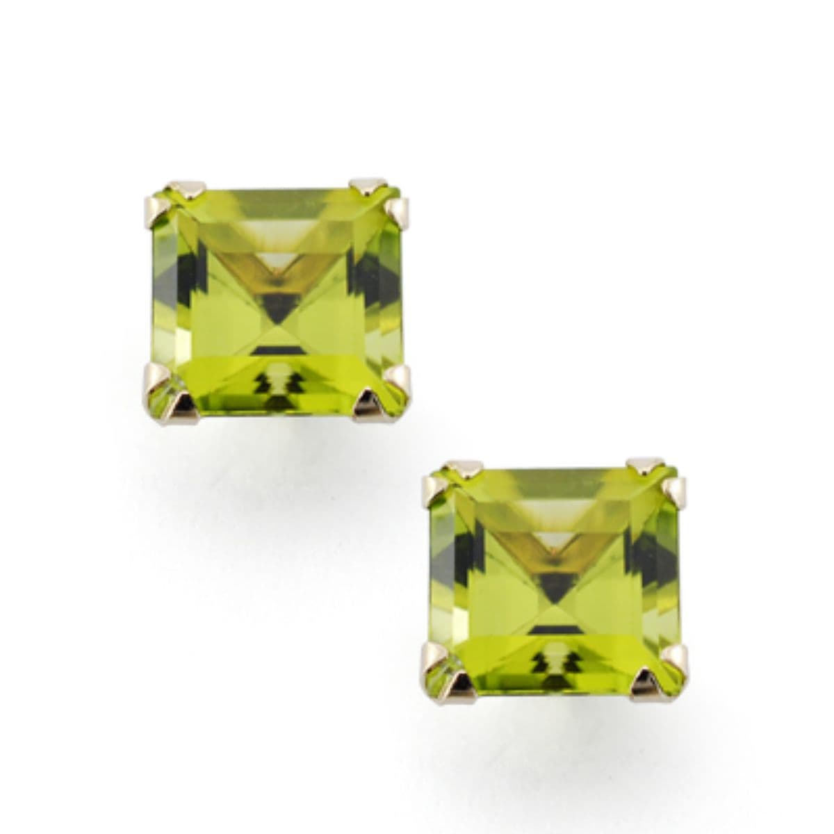 9K PENDIENTE ORO AMARILLO OLIVINA NATURAL GARRA BECKHAM 7X7 MM 3.40 QTS