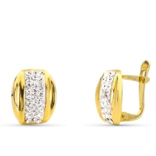 9K PENDINETES ORO AMARILLO BANDAS CON CIRCONITAS 11X10 MM