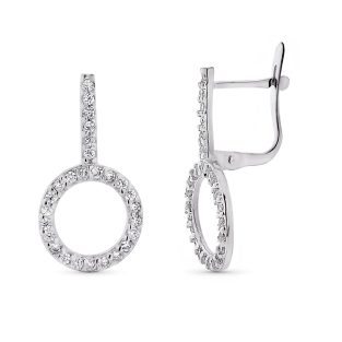 9K PENDIETES ORO BLANCO DOBLE CUERPO CIRCULO CATALAN 22X11 MM