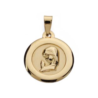 9K MEDALLA VIRGEN NIÑA CERCO LISO 18 MM