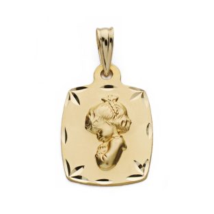 9K MEDALLA VIRGEN NIÑA REZANDO 19X13 MM