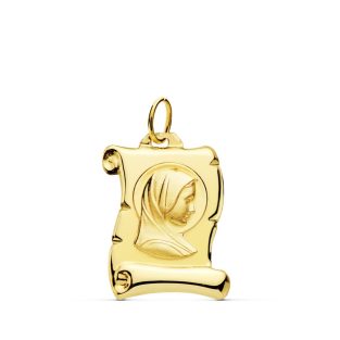 9K PERGAMINO ORO AMARILLO VIRGEN NIÑA 18X12 MM