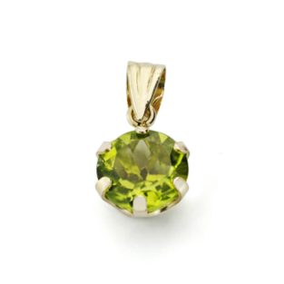 9K COLGANTE ORO AMARILLO OLIVINA 1.44 QTS CON 6 GARRAS 7X7 MM