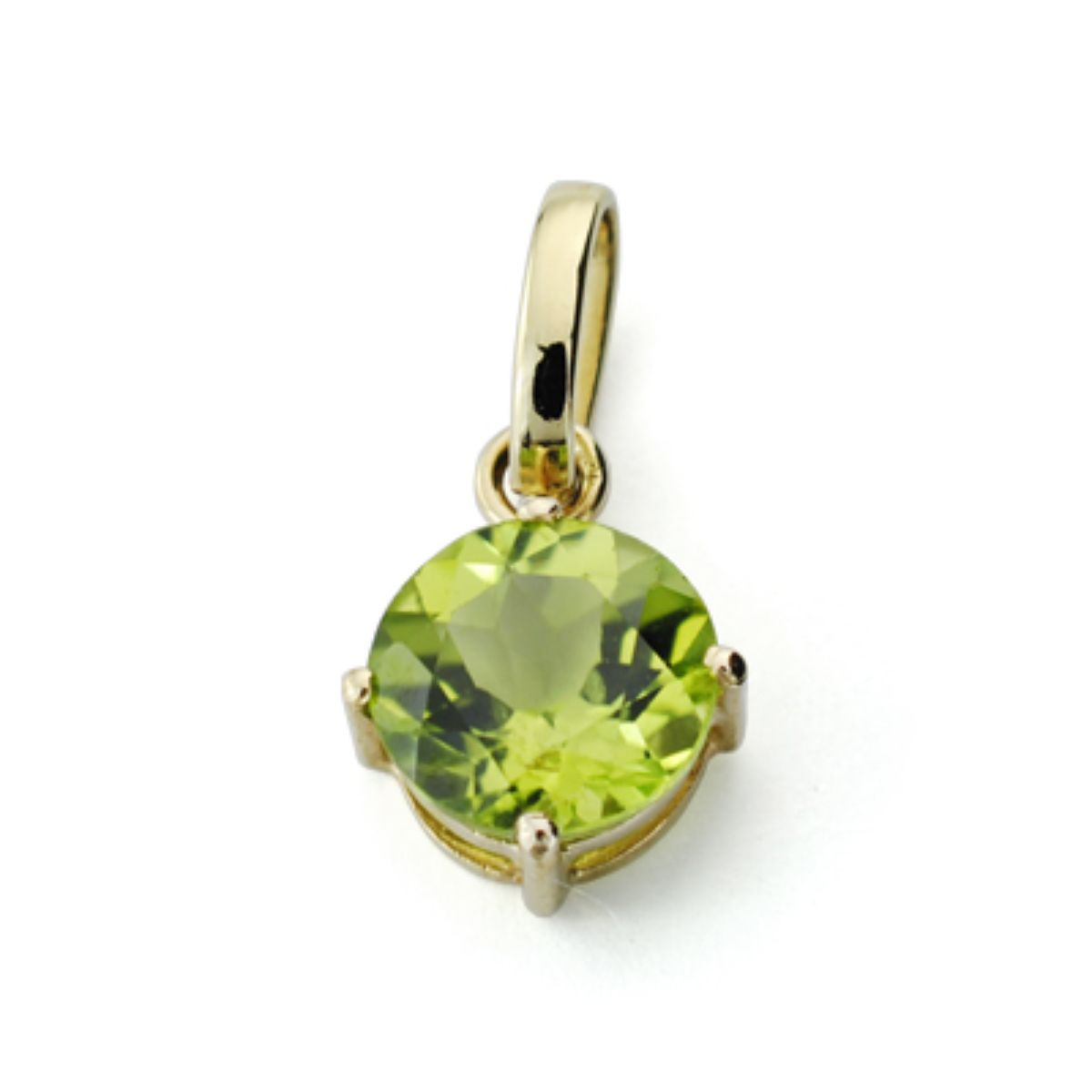 9K COLGANTE ORO AMARILLO OLIVINA NATURAL 1.44 QTS. 7X7 MM