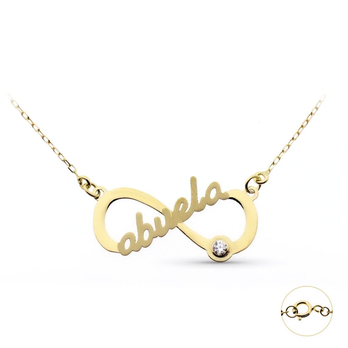 9K GARGANTILLA ORO AMARILLO INFINITO CON PALABRA ABUELA CADENA 45 CM