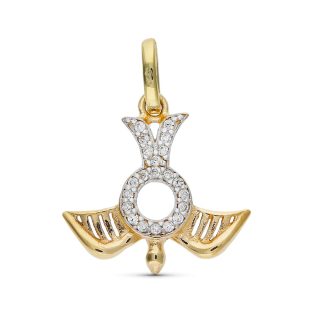 9K COLGANTE oro bicolor PALOMA ESPIRITU SANTO CIRCONITAS 14x17 mm